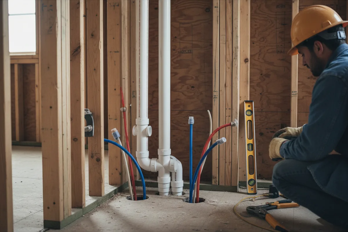 Drain and supply rough-in during Garbage Disposal Repair in Mayo