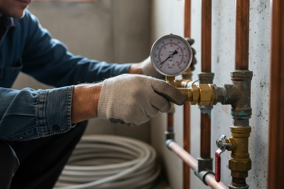 Pressure testing a repaired line during Water Line Repair in Mayo